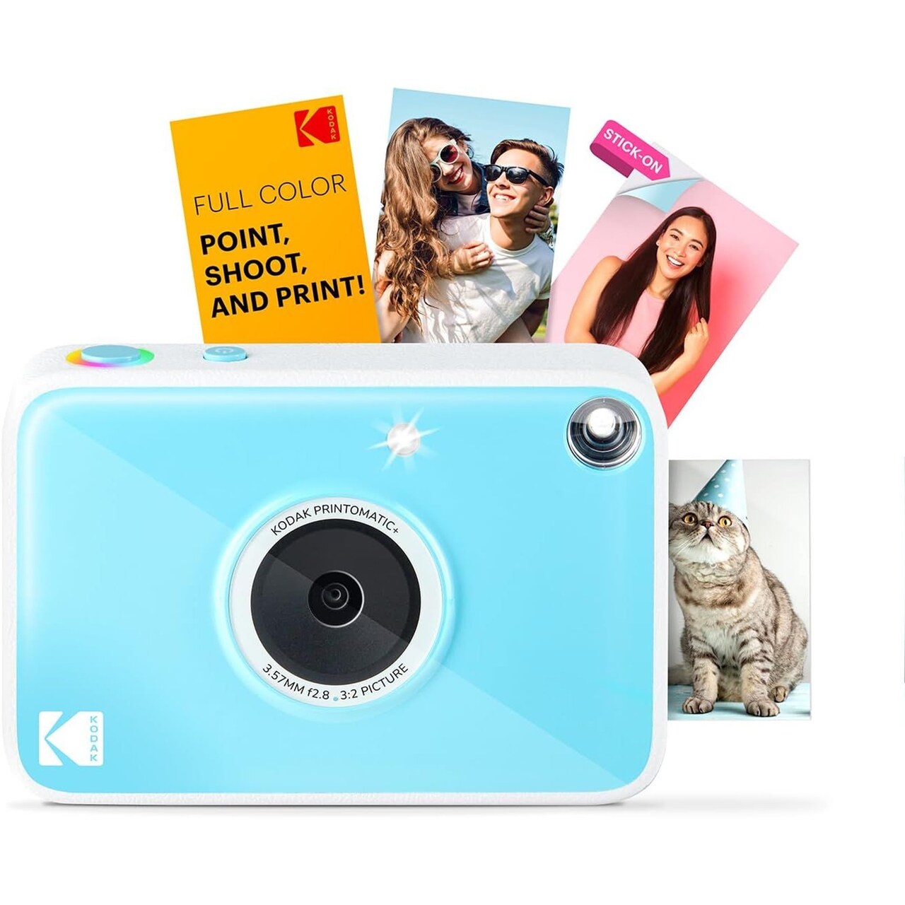 Kodak Printomatic+ Instant Print Digital Camera -10MP Portable Camera with Interactive RGB LED Status Indicator, Prints Full-Color Photos on Zink 2x3” Sticky-Backed Photo Paper - Easy & Fun